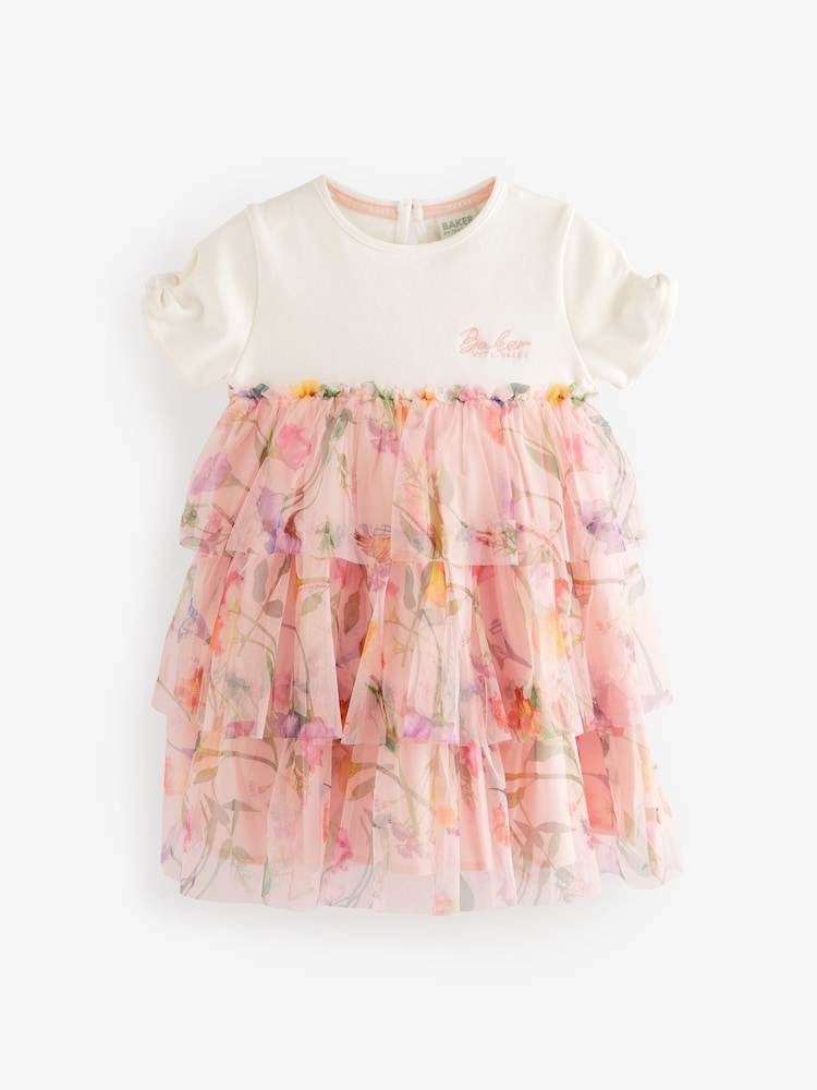 Baker by Ted Baker Floral Tiered Mesh Dress - Image 6 of 8