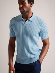Ted Baker Light Blue Botany Regular Open Collar Polo Shirt - Image 1 of 6