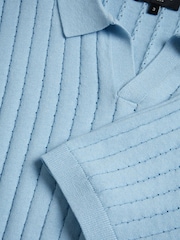 Ted Baker Light Blue Botany Regular Open Collar Polo Shirt - Image 5 of 6
