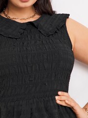 Simply Be Black Collar Detail Peplum With Shirring Blouse - Image 4 of 4