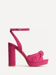 Linzi Pink Ruba Platform Heels With Knotted Front Strap - Image 2 of 5