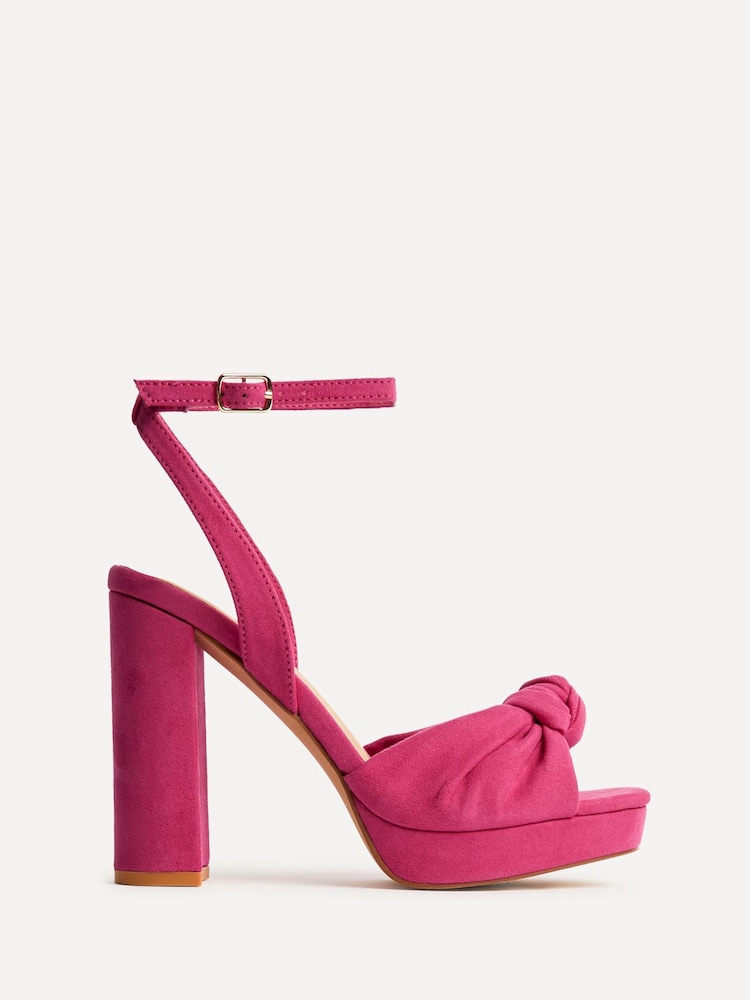 Linzi Pink Ruba Platform Heels With Knotted Front Strap - Image 2 of 5 Linzi Pink Ruba Platform Heels With Knotted Front Strap - Image 2 of 5