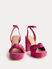 Linzi Pink Ruba Platform Heels With Knotted Front Strap - Image 3 of 5