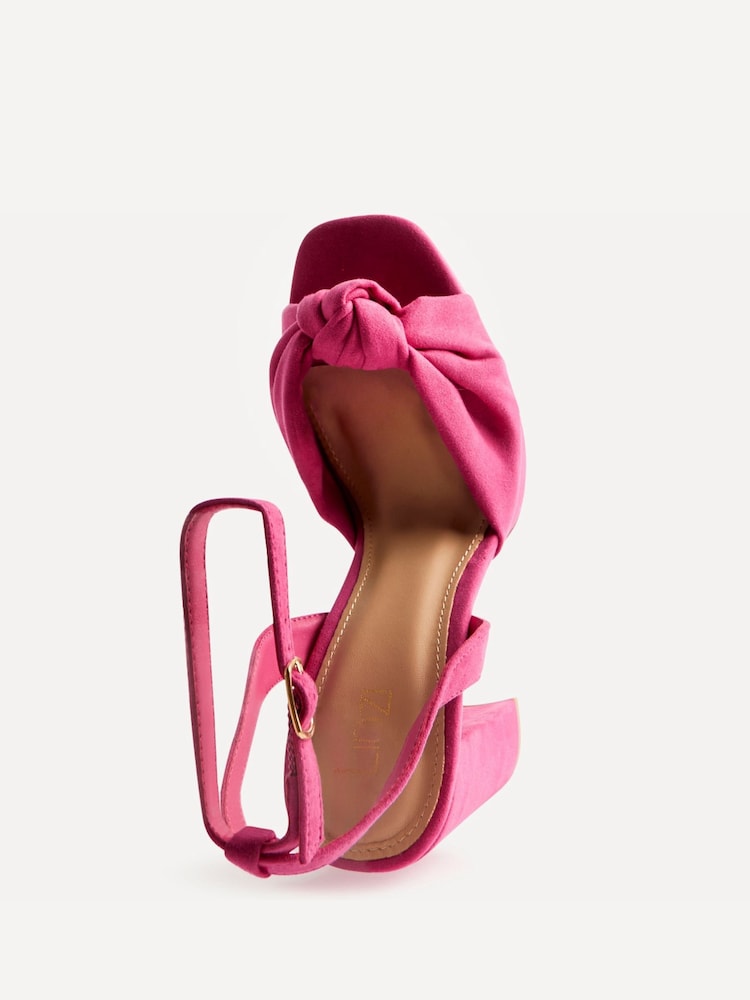 Linzi Pink Ruba Platform Heels With Knotted Front Strap - Image 5 of 5 Linzi Pink Ruba Platform Heels With Knotted Front Strap - Image 5 of 5