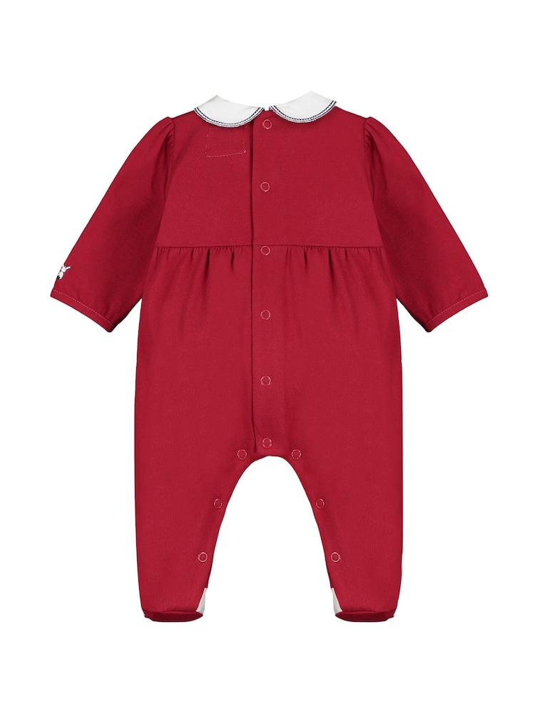 Emile Et Rose Red Embroidered Scallop Christmas 100% Cotton All-In-One - Image 5 of 5