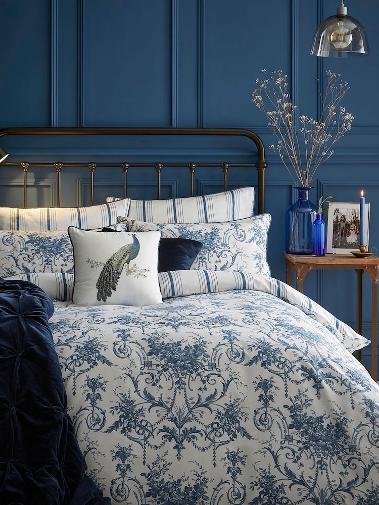 Laura Ashley Set of 2 Blue Tuileries 100% Cotton Pillowcases - Image 3 of 5