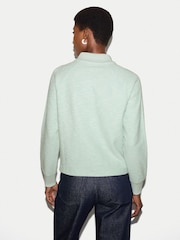 Jigsaw Green Textured Slub Polo Collar Top - Image 2 of 5