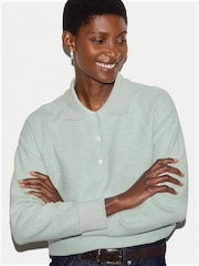 Jigsaw Green Textured Slub Polo Collar Top - Image 3 of 5