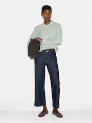 Jigsaw Green Textured Slub Polo Collar Top - Image 4 of 5