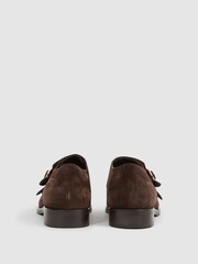 Reiss Chocolate Rivington Leather Monk Strap Shoes - Image 7 of 7