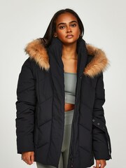 Zavetti Canada Cinzia Mid Length Puffer Black Jacket - Image 4 of 6