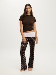 Cotton On Brown Airy Soft Basque T-Shirt & Roll Waist Pants Set - Image 1 of 4