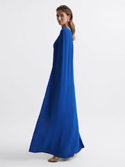 Reiss Cobalt Blue Nina Cape One Shoulder Maxi Dress - Image 3 of 5