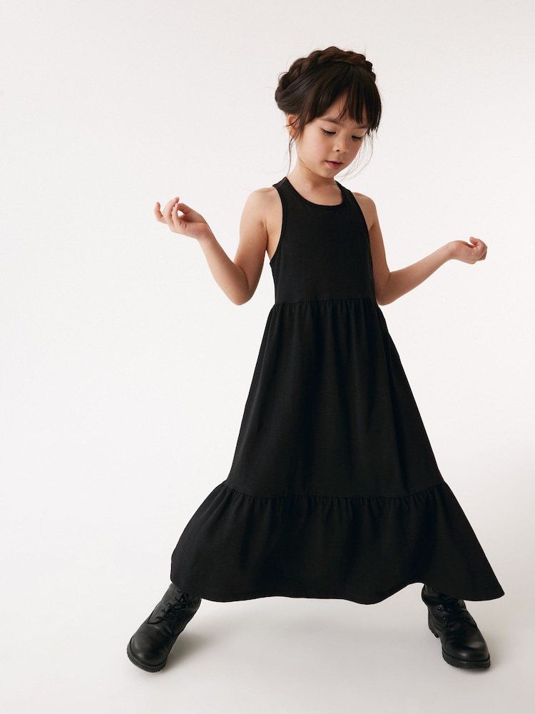Black Back Detail Soft Jersey Midi Dress (3-16yrs) - Image 1 of 5