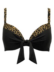 Pour Moi Black Casablanca Lightly Padded Underwired Tie Front Bikini Top - Image 4 of 5
