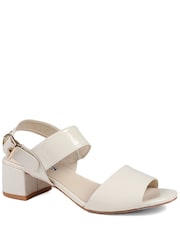 Pavers Cream Wide Fit Smart Block Heel Buckle Fasten Sandals - Image 1 of 5