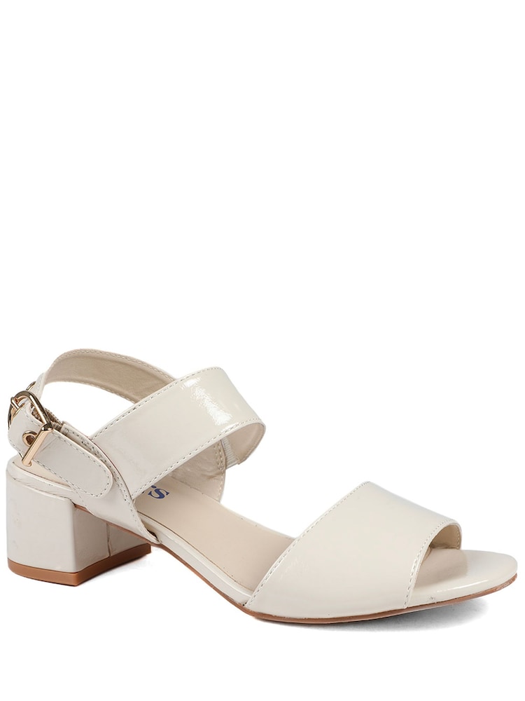 Pavers Cream Wide Fit Smart Block Heel Buckle Fasten Sandals - Image 1 of 5