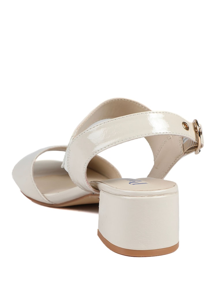 Pavers Cream Wide Fit Smart Block Heel Buckle Fasten Sandals - Image 2 of 5