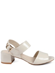 Pavers Cream Wide Fit Smart Block Heel Buckle Fasten Sandals - Image 3 of 5