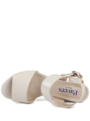 Pavers Cream Wide Fit Smart Block Heel Buckle Fasten Sandals - Image 4 of 5