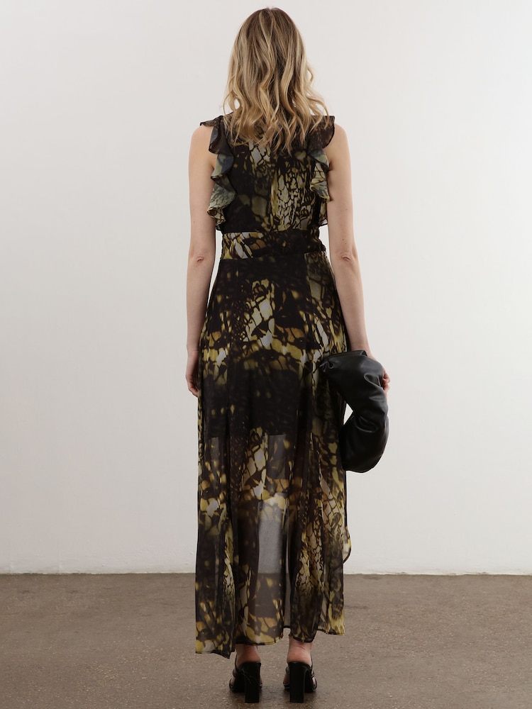 Religion Yellow High Low Eclipse Maxi Dress with Ruffle Sleeve - Image 2 of 6