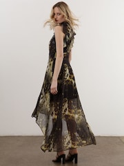 Religion Yellow High Low Eclipse Maxi Dress with Ruffle Sleeve - Image 4 of 6
