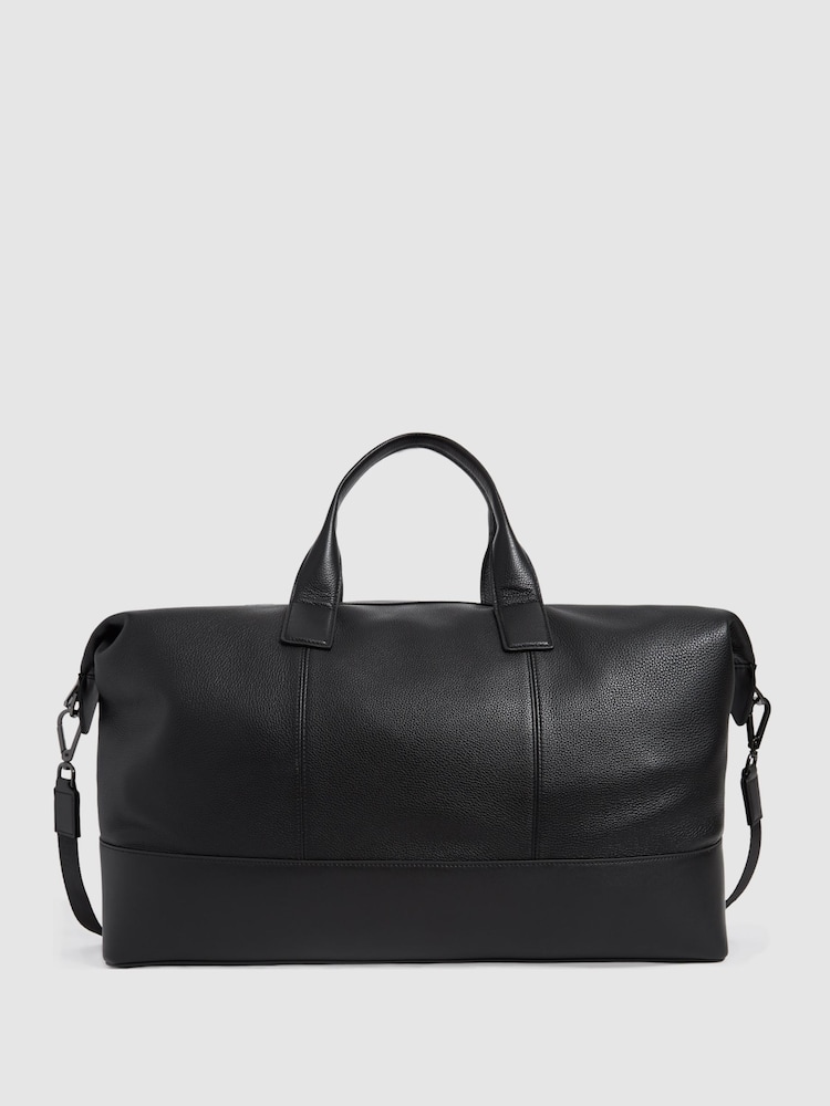 Reiss Black Carter Leather Travel Bag - Image 1 of 7