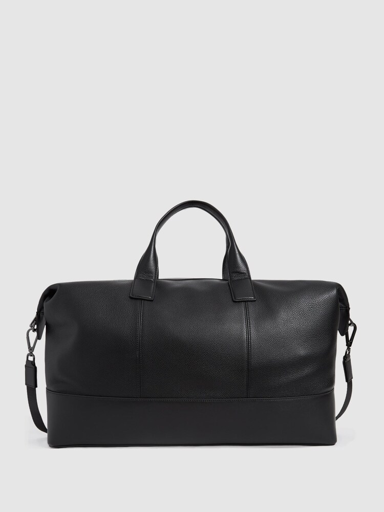 Reiss Black Carter Leather Travel Bag - Image 1 of 7 Reiss Black Carter Leather Travel Bag - Image 1 of 7