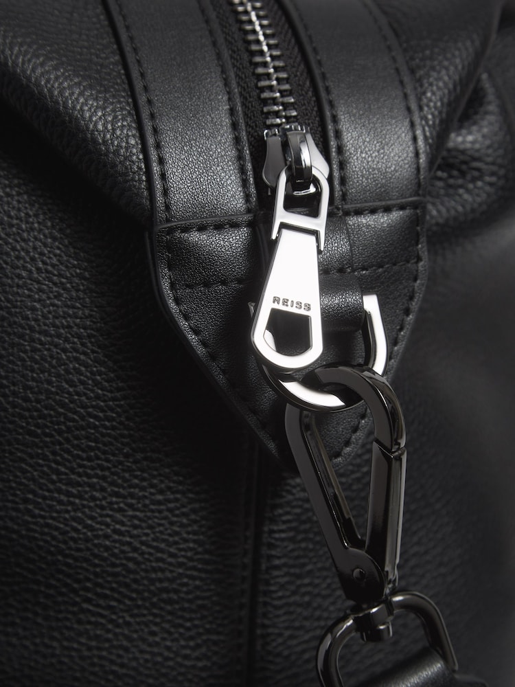 Reiss Black Carter Leather Travel Bag - Image 7 of 7