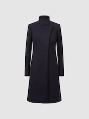 Reiss Navy Mia Wool Blend Mid-Length Coat - Image 2 of 6