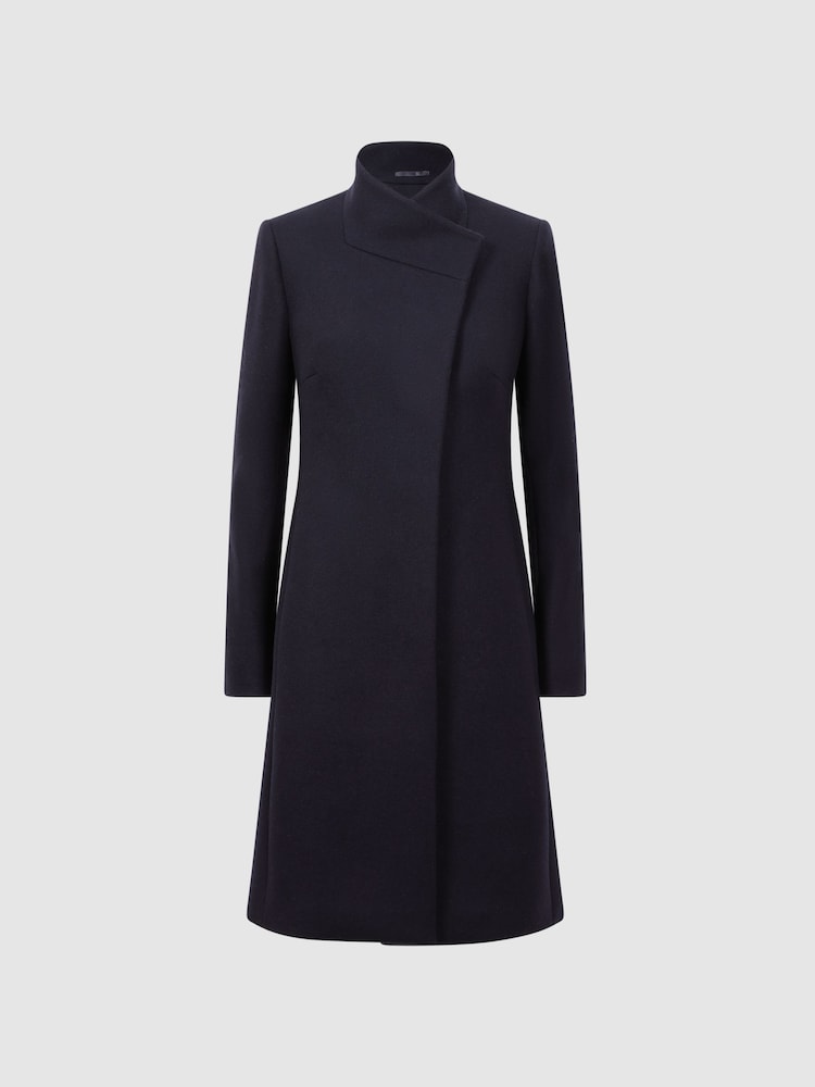 Reiss Navy Mia Wool Blend Mid-Length Coat - Image 2 of 6
