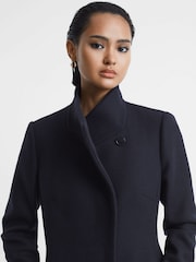 Reiss Navy Mia Wool Blend Mid-Length Coat - Image 4 of 6