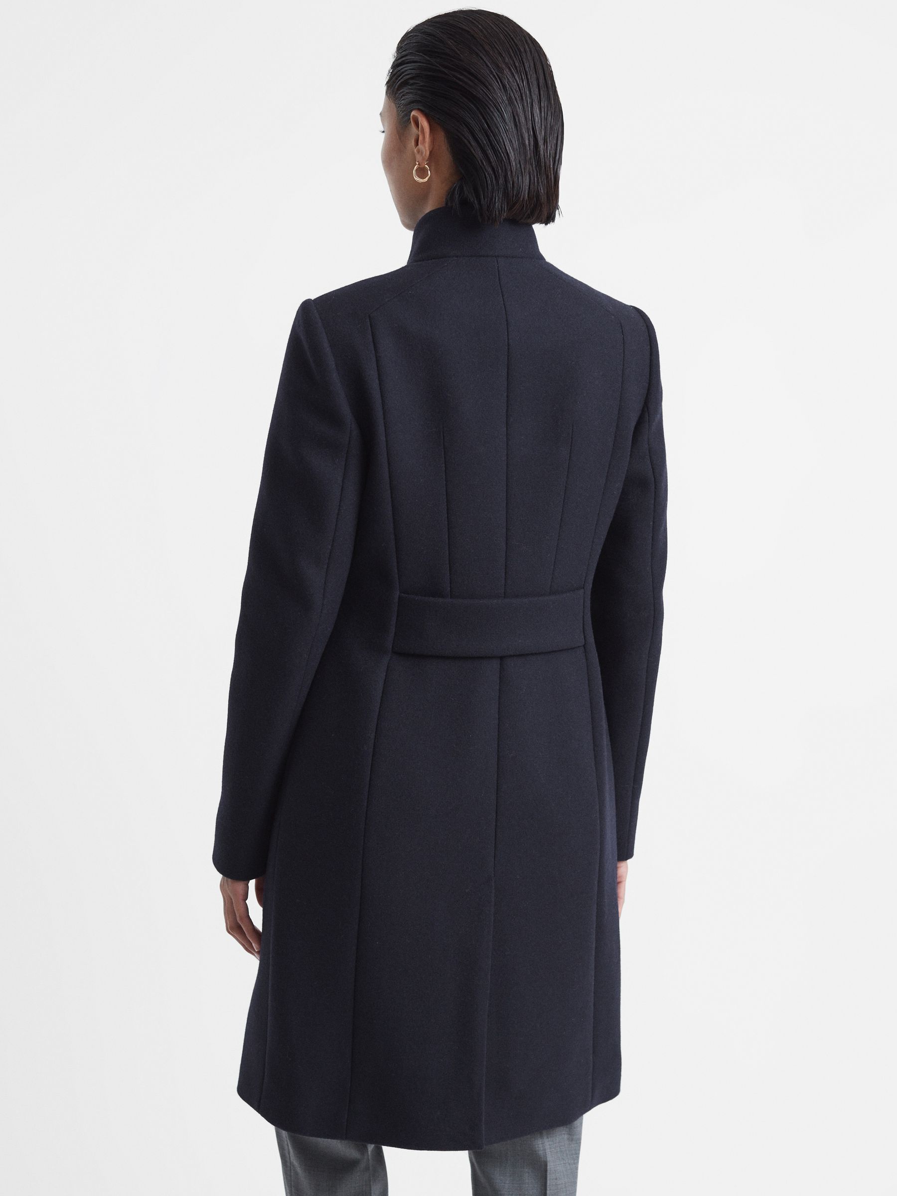 Buy Reiss Navy Mia Wool Blend Mid-Length Coat from Next USA