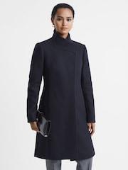 Reiss Navy Mia Wool Blend Mid-Length Coat - Image 6 of 6