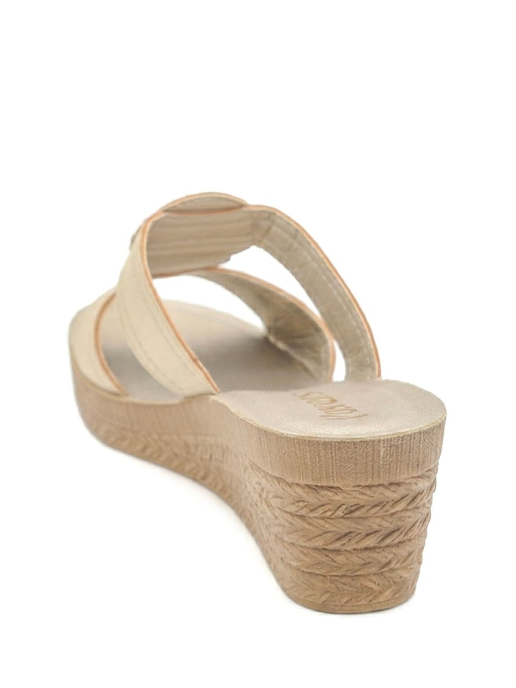 Pavers Gold Jewelled Wedge Heel Mule Sandals - Image 2 of 5