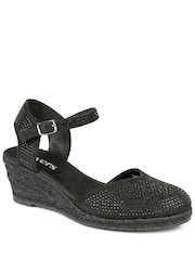 Pavers Black Memory Foam Buckled Espadrilles - Image 2 of 5
