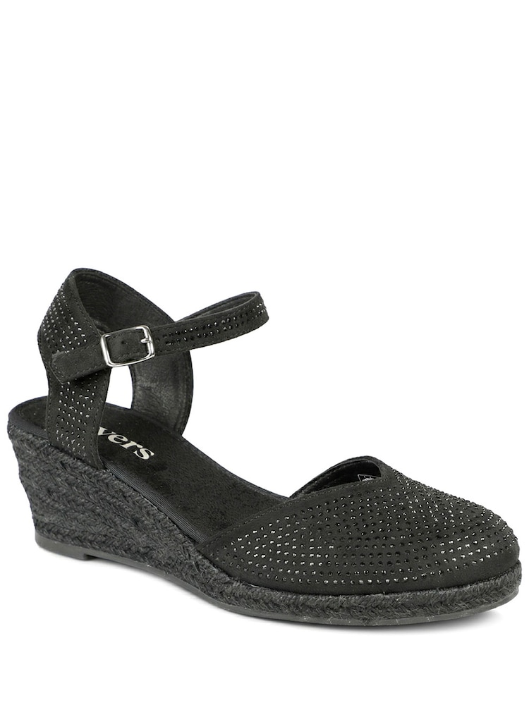 Pavers Black Memory Foam Buckled Espadrilles - Image 2 of 5