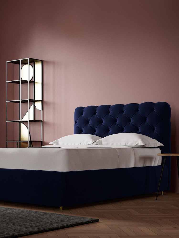 Swoon Easy Velvet Ink Blue Burbage Divan Bed - Image 2 of 8