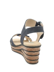 Pavers Blue Wide Fit Adjustable Fasten Wedged Sandals - Image 2 of 5