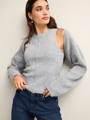 Grey Co-ord 30% Wool Knitted Tank Vest - Image 1 of 7