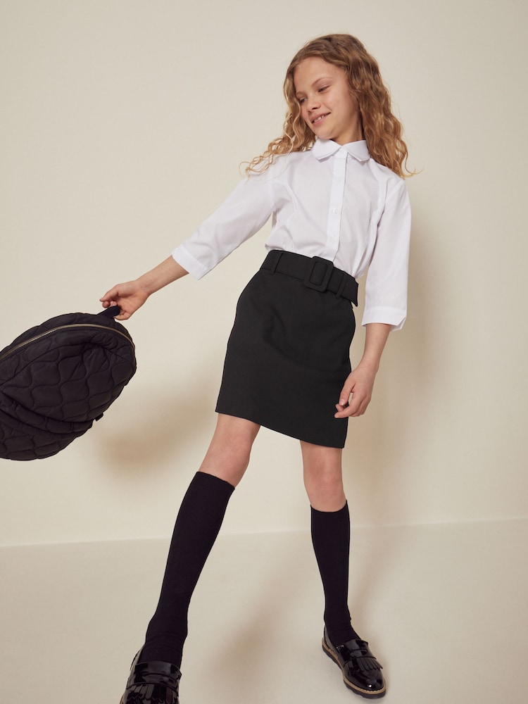 Black Belted School Skirt (9-17yrs) - Image 2 of 6 Black Belted School Skirt (9-17yrs) - Image 2 of 6