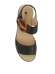 Pavers Black Touch Fasten Wedge Sandals - Image 5 of 6