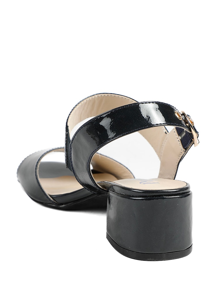 Pavers Blue Wide Fit Smart Block Heel Buckle Fasten Sandals - Image 2 of 5