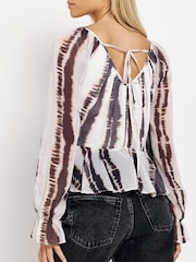River Island Petite Brown Chiffon Peplum Top - Image 3 of 4