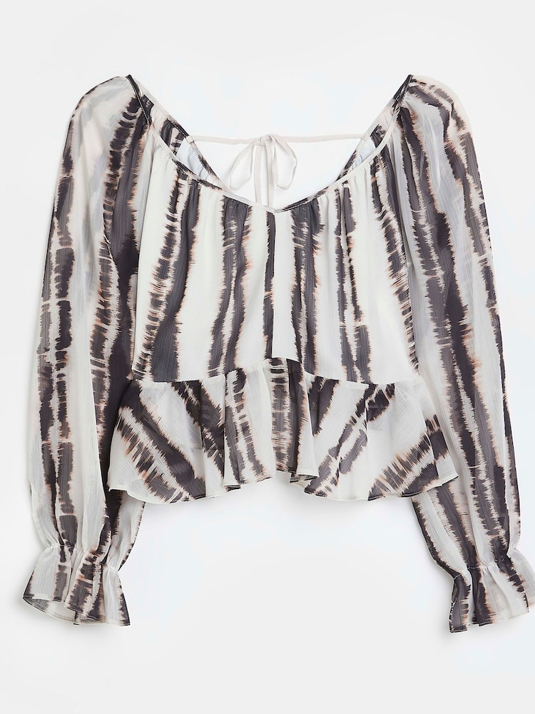 River Island Petite Brown Chiffon Peplum Top - Image 4 of 4