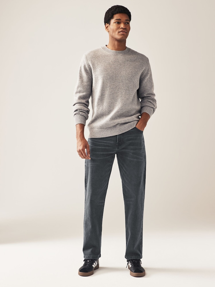 Grey Charcoal Single Straight Fit Classic Stretch Jeans - Image 2 of 11 Grey Charcoal Single Straight Fit Classic Stretch Jeans - Image 2 of 11