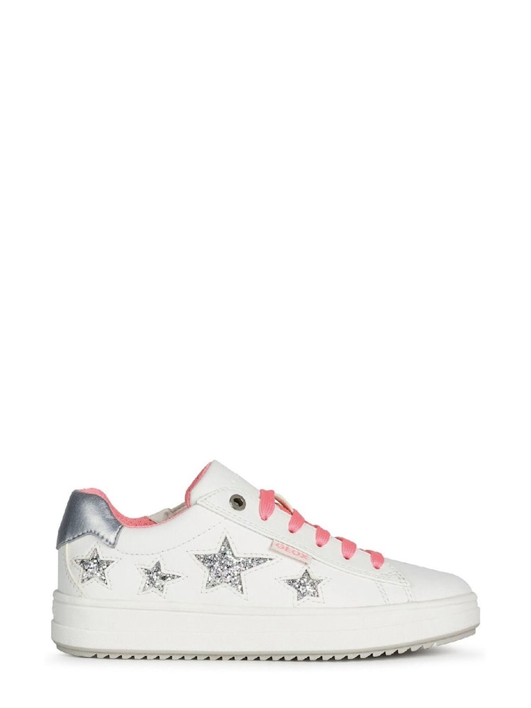 Geox Rebecca Girl White Lace-Up Trainers - Image 1 of 4