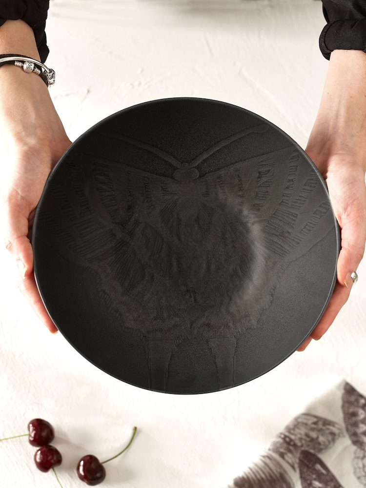 Kew Gardens Black Stoneware Salad Bowl - Image 1 of 4