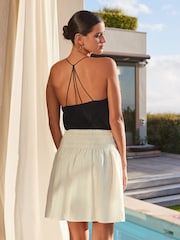 White Linen Mix Mini Skirt - Image 2 of 4