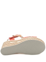 Pavers Orange Wide Fit Adjustable Fasten Wedged Sandals - Image 4 of 5